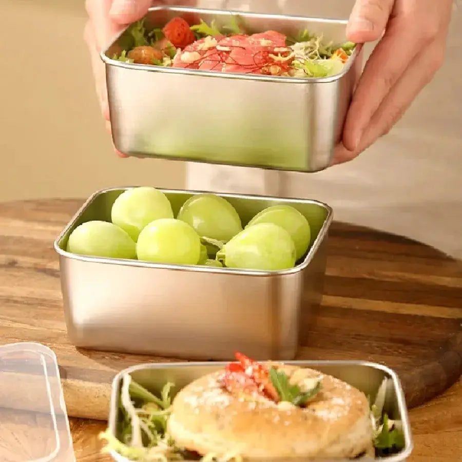 Stainless Steel Fresh Keeping Box With Sealed Lid Thickened Compact Lunch Box For Camping And Food Storage