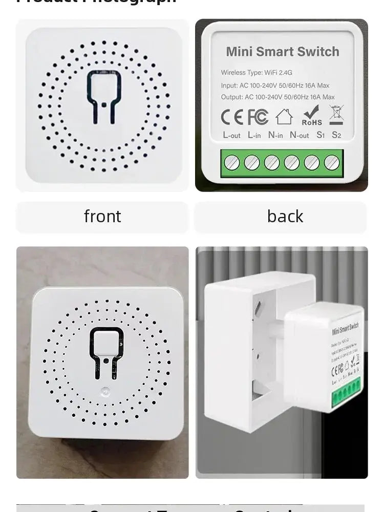 Simples Market Mini Smart Switch with WiFi/Zigbee 3.0, 16A/20A, 2-way control and green terminal block