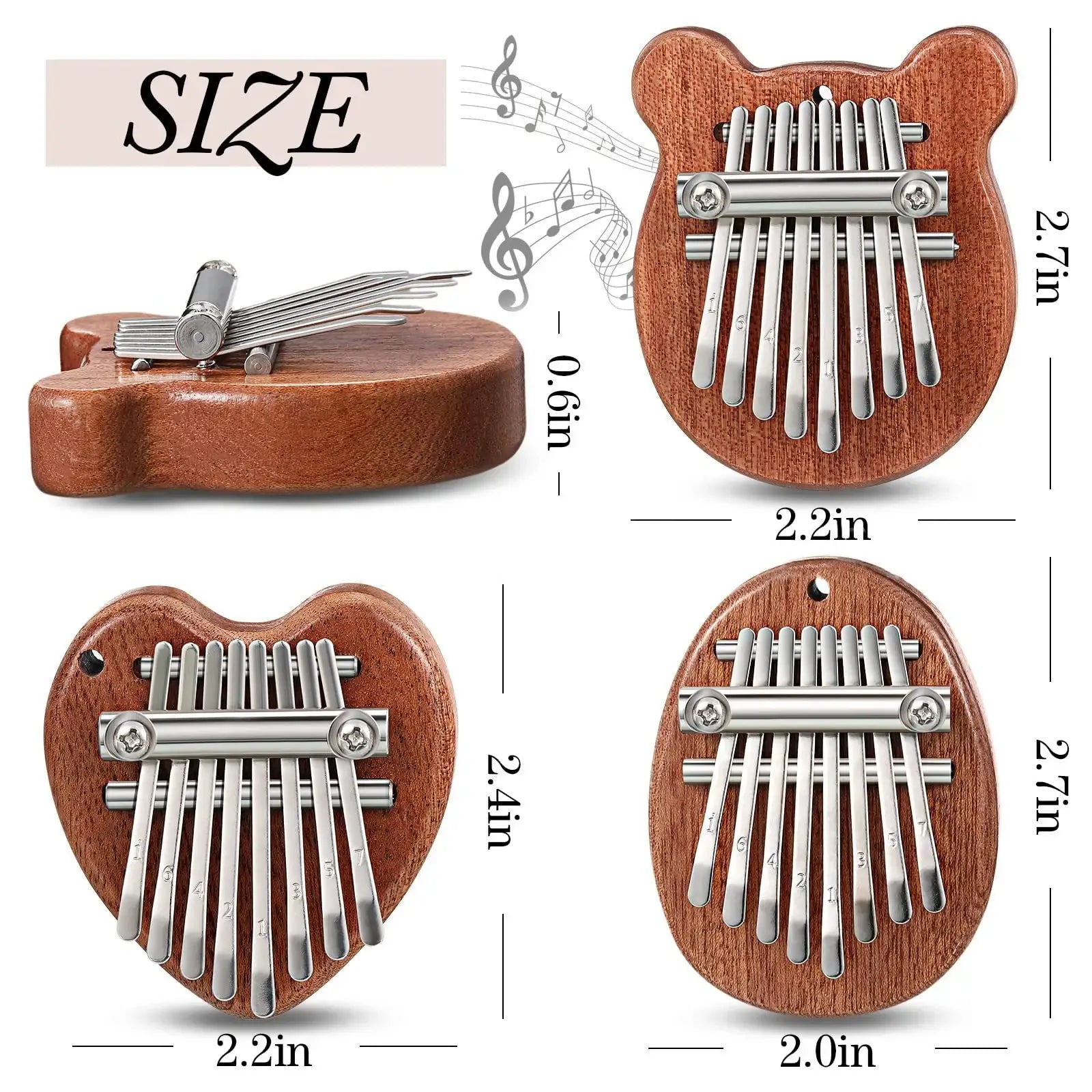 8 Keys Mini Kalimba Wooden Thumb Piano With Lanyard Sapele Wood Portable Gift Set For Kids And Adults