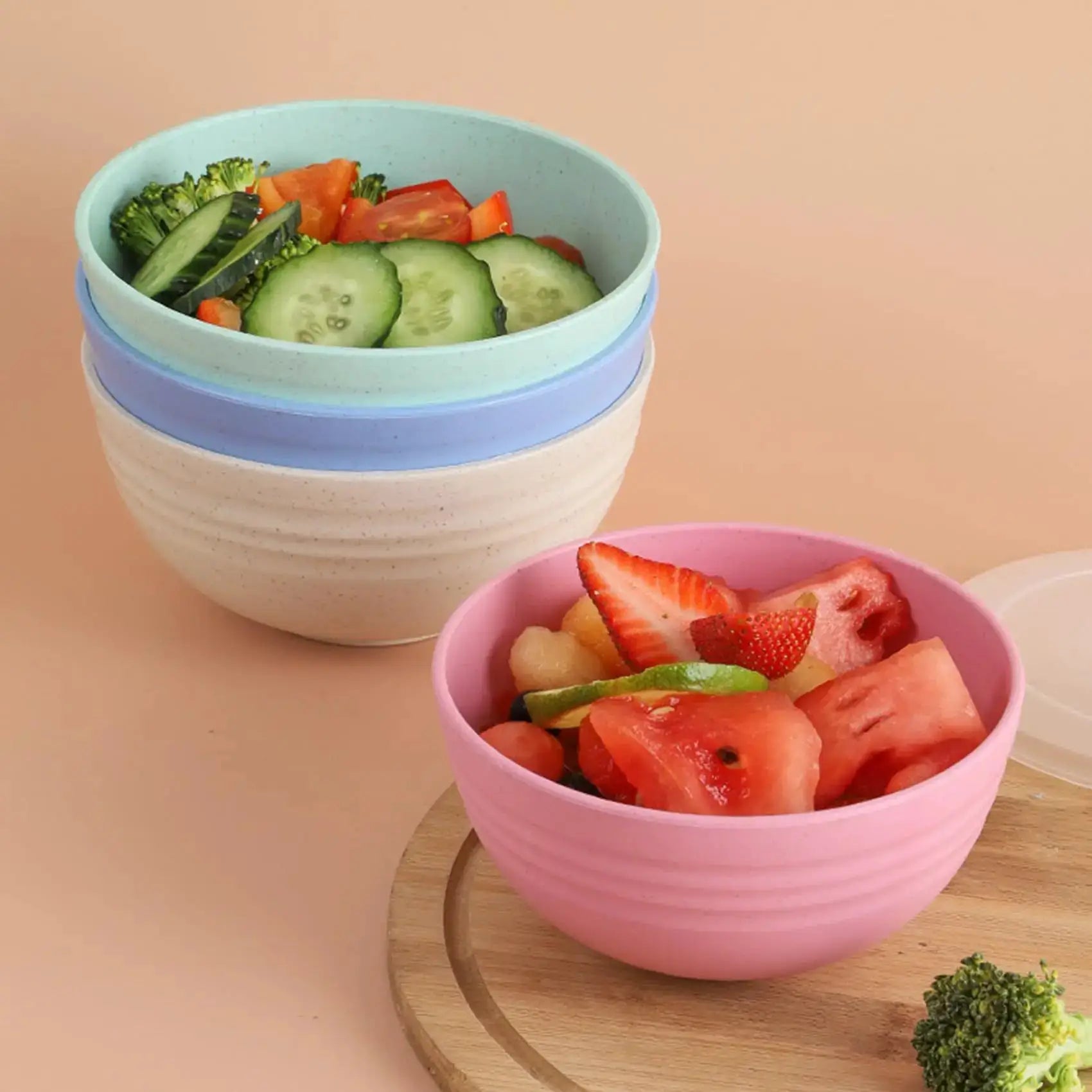 4 Piece Non Fragile Grain Bowl Set 24 Oz PP Plastic Bowls for Soup Rice Grains Microwave and Dishwasher Safe