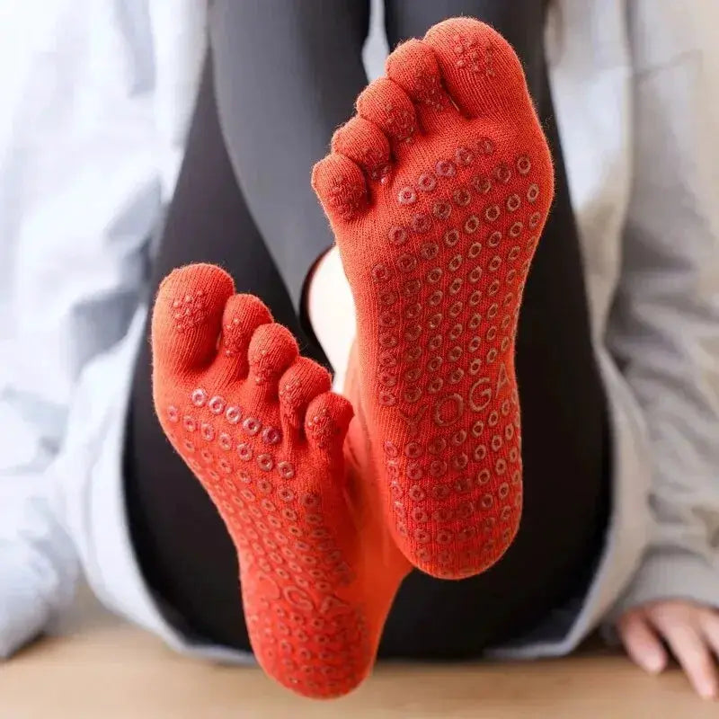 Breathable Women Pilates Socks Five Toe Silicone Non Slip Yoga Socks For Ballet Dance And Fitness Cotton Socks
