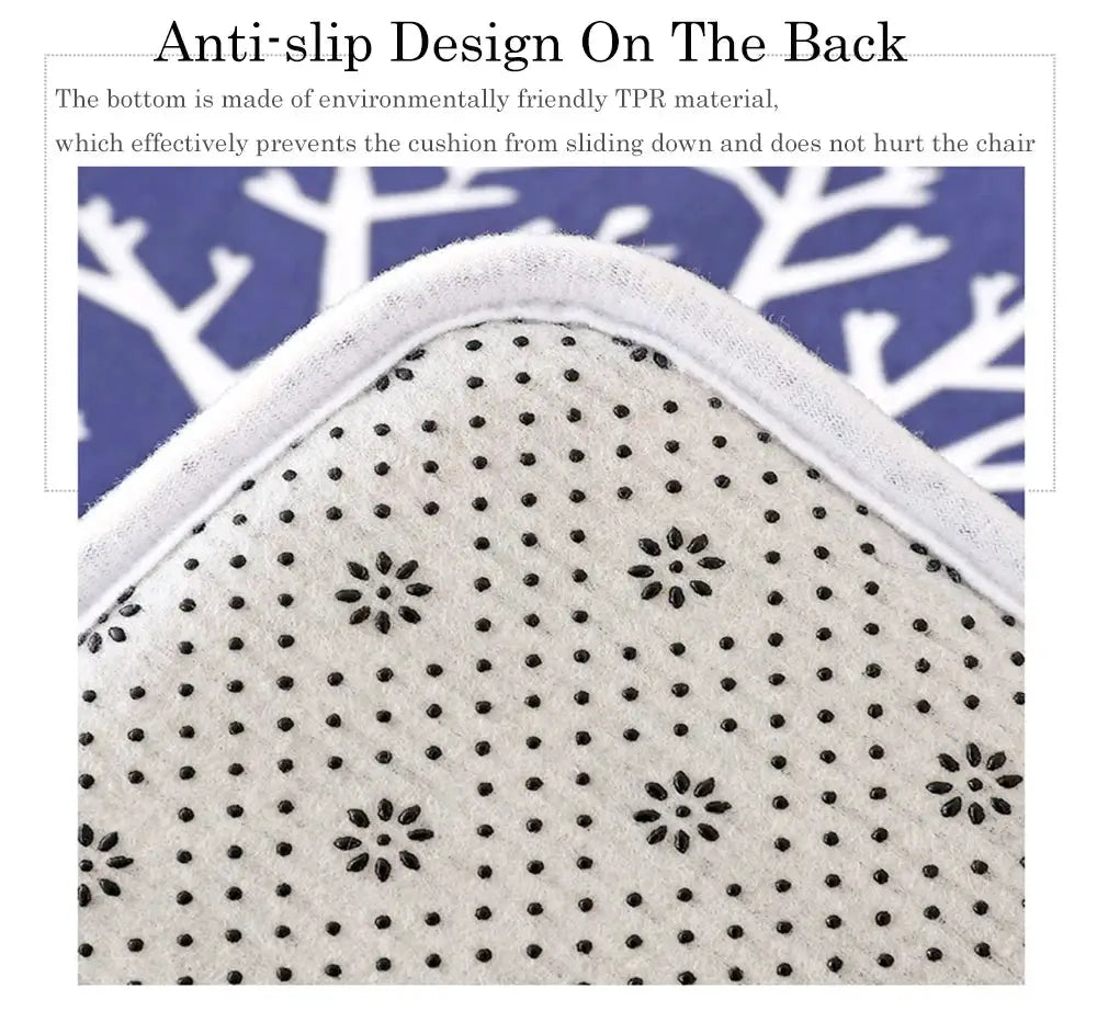 Simples Market chair cushion 45x45cm, white fabric with black dotted floral pattern, breathable with anti-slip back