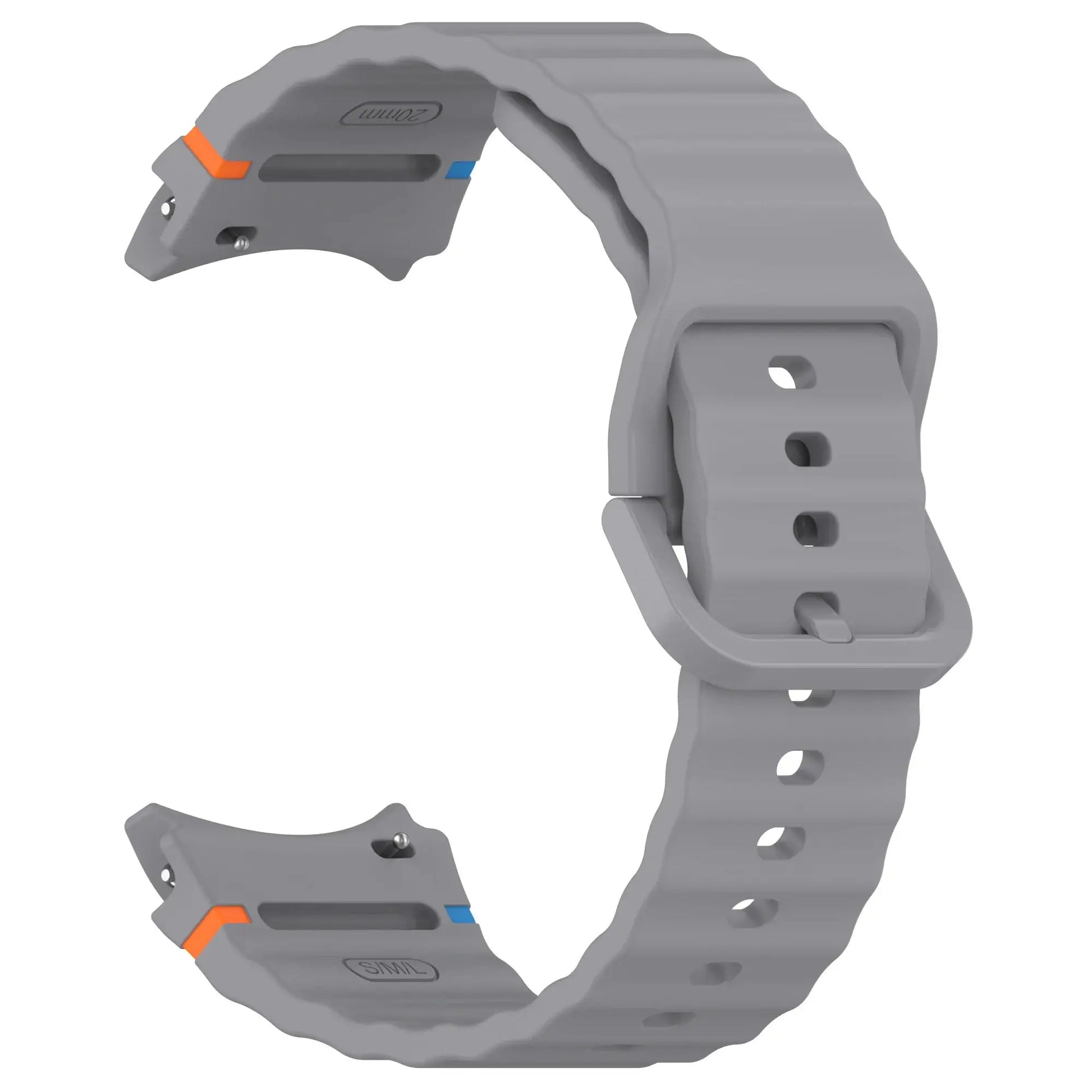 Simples Market silicone sport strap for Samsung Galaxy Watch, grey with orange and blue accents (44/40mm)