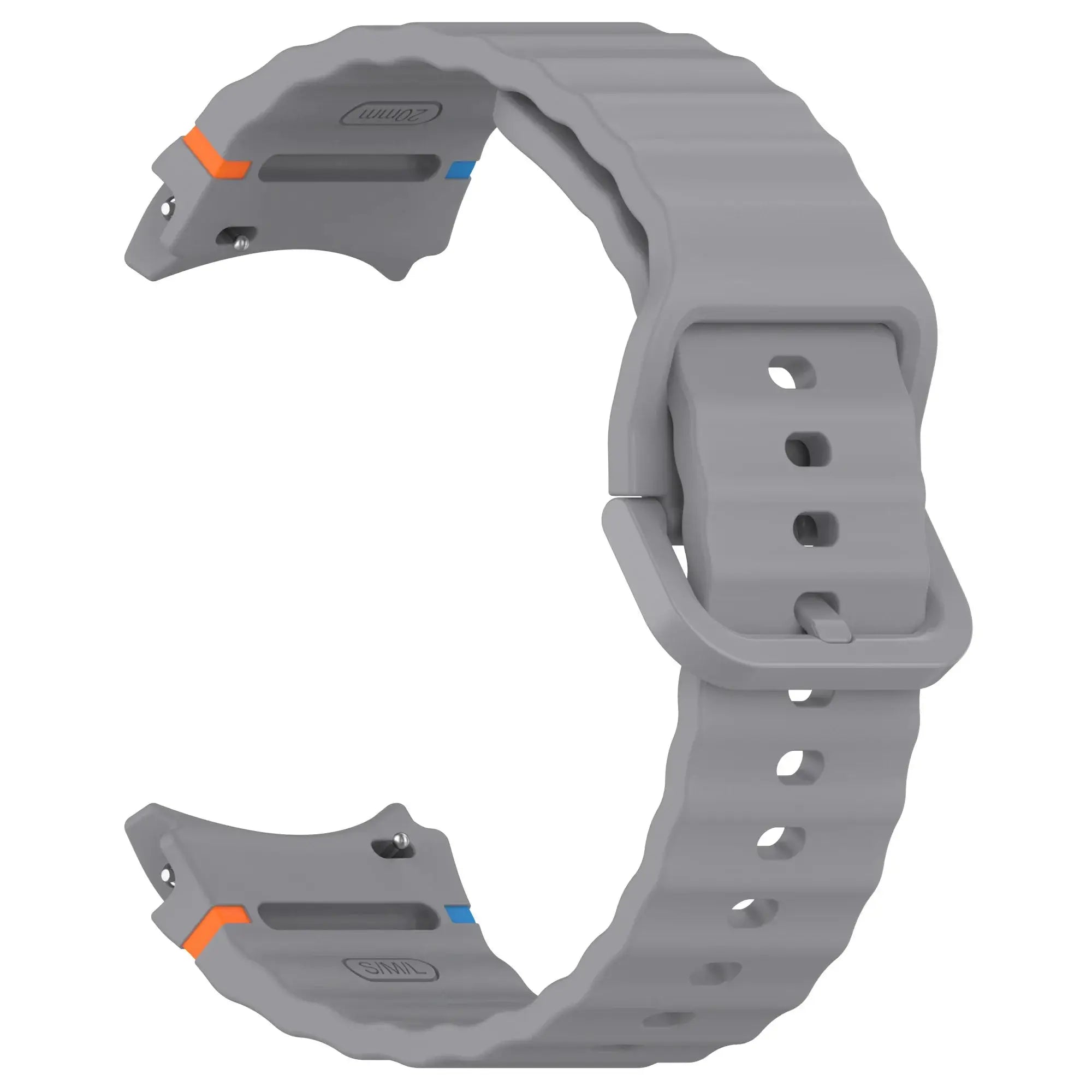 Simples Market silicone sport strap for Samsung Galaxy Watch, grey with orange and blue accents (44/40mm)