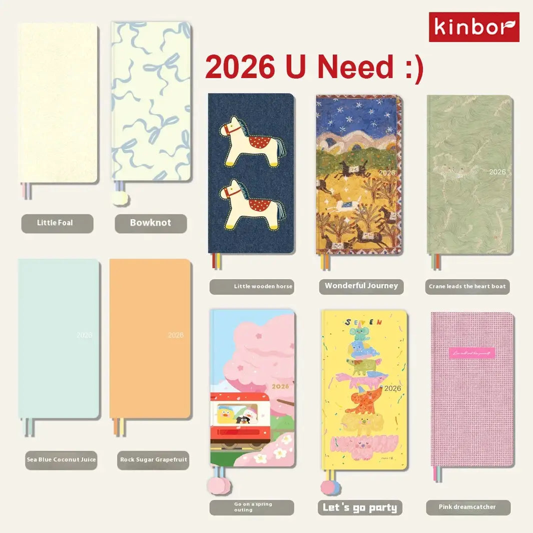 Kinbor 2026 weekly planner pocket notebooks in 10 assorted covers by Simples Market.