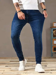 Simples Market men's slim-fit blue denim jeans for casual street style.