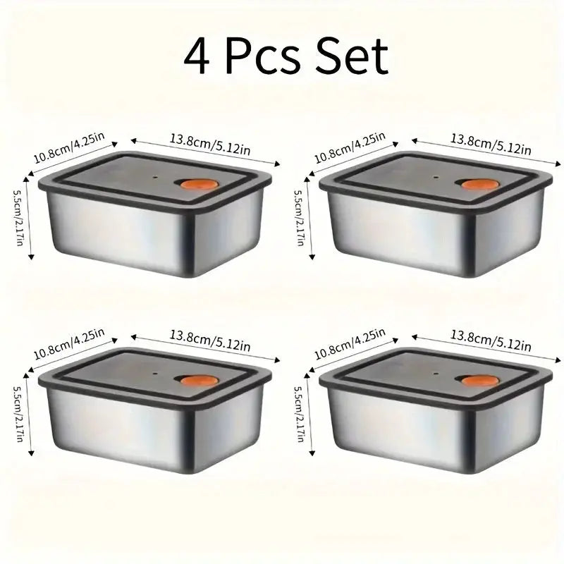 Nova Stainless Steel Food Storage Containers Set 4 Piece Thickened Leakproof BPA Free Stackable