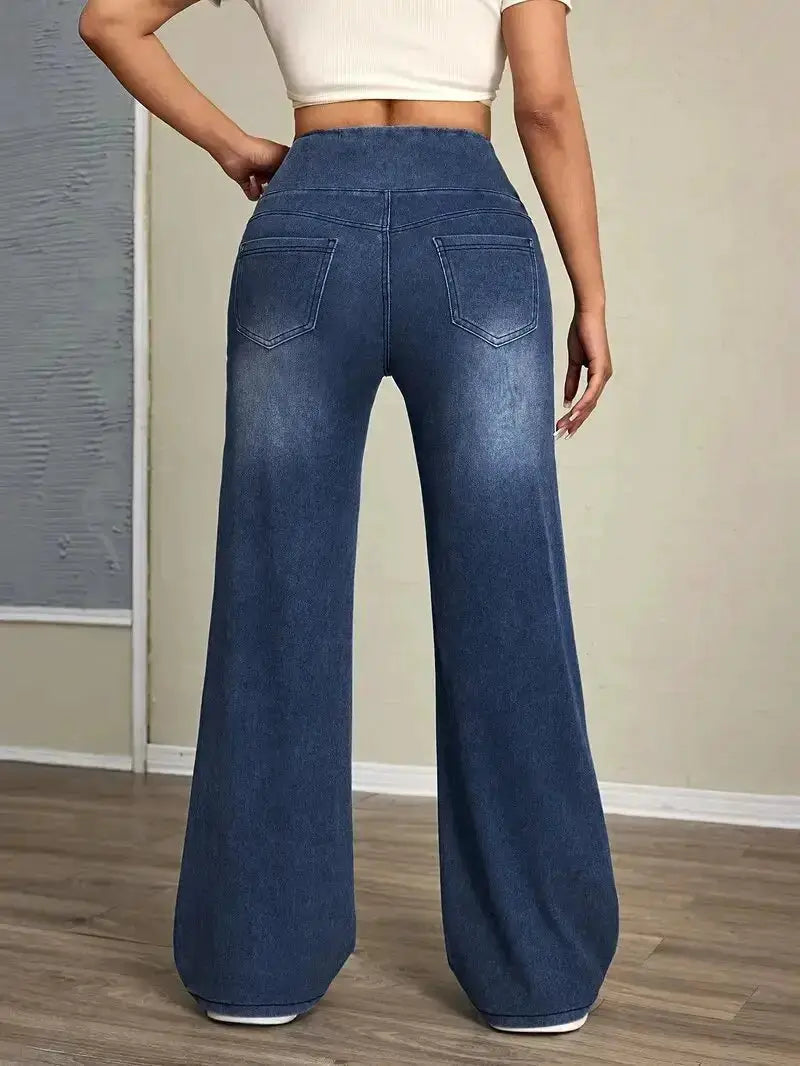 Women's Jeans Elastic Waist High Stretch Straight Leg Comfortable