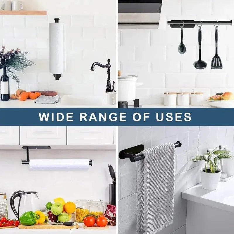 Kitchen Paper Towel Holder Adhesive Wall Mount Toilet Roll Dispenser Napkin Rack Cabinet Storage Bathroom Accessories