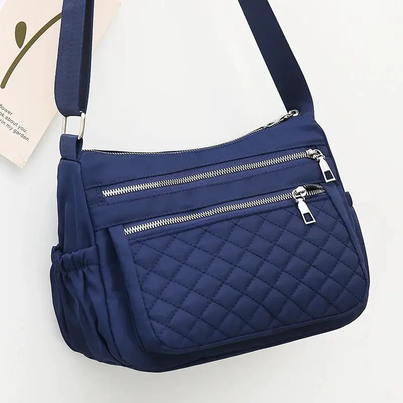 Yogodlns Women Nylon Shoulder Bag Waterproof With Multi Pocket Zipper Design For Travel And Everyday Use