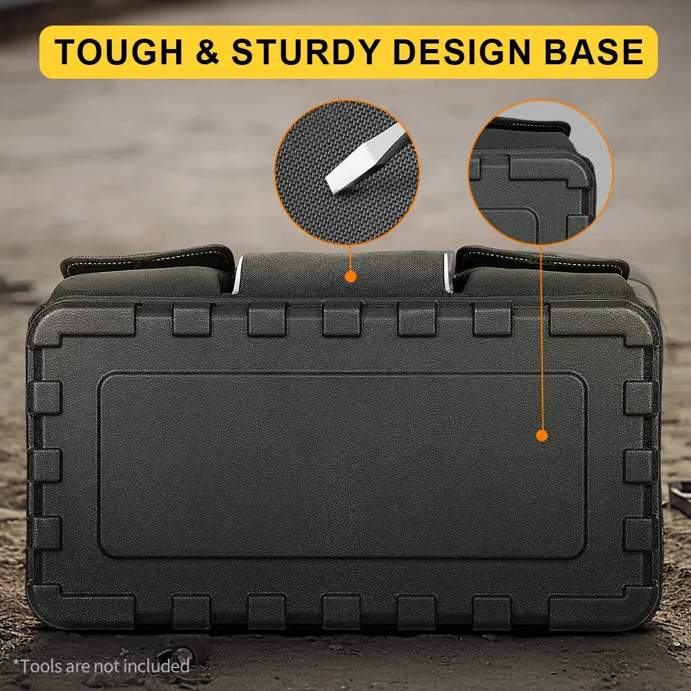 WINHUNT heavy-duty tool bag in yellow and black with wide mouth and molded bottom; durable polyester by Simples Market