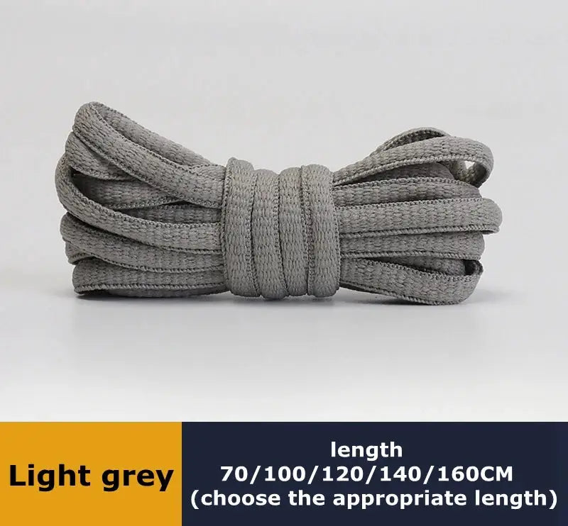 1 pair light grey round shoelaces, lengths 70-160 cm