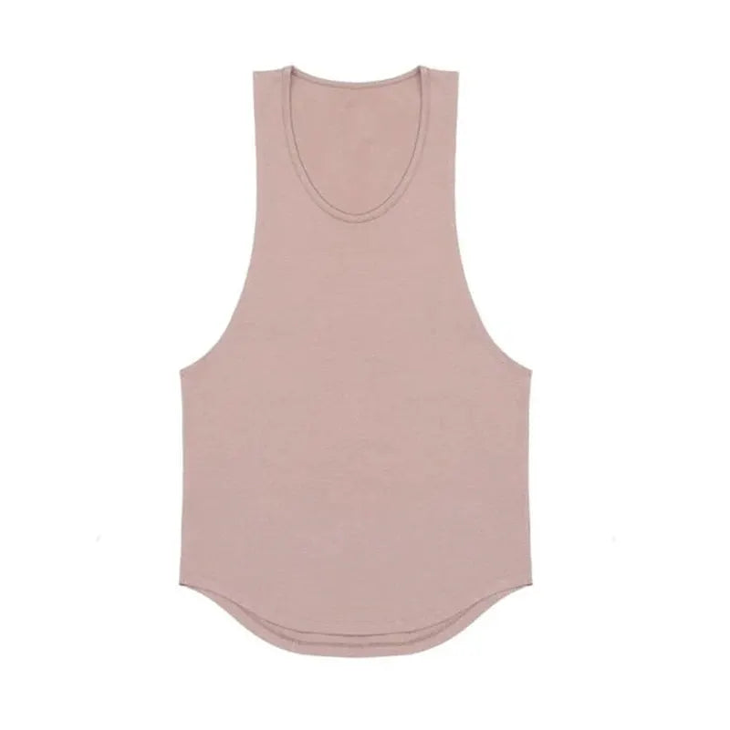 Cotton breathable sleeveless muscle tank top in light pink for gym workouts
