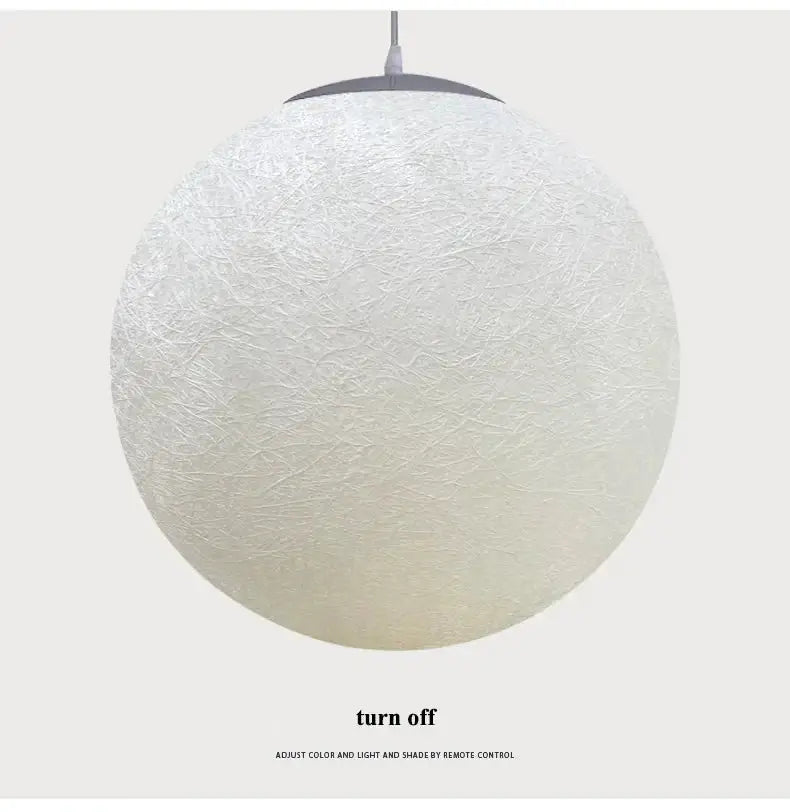 Nordic Moon LED pendant light by Simples Market, white textured spherical hanging lamp