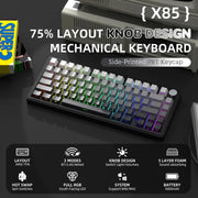 ATTACK SHARK X85 wireless mechanical keyboard, 82-key TKL with gasket structure and RGB lighting, knob, Simples Market