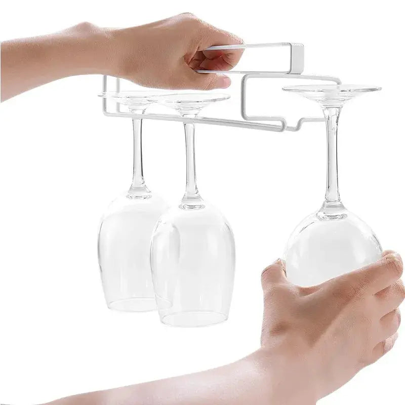 No Drilling Metal Wine Glass Holder Under Cabinet Stemware Rack For Kitchen Organization And Bar Storage