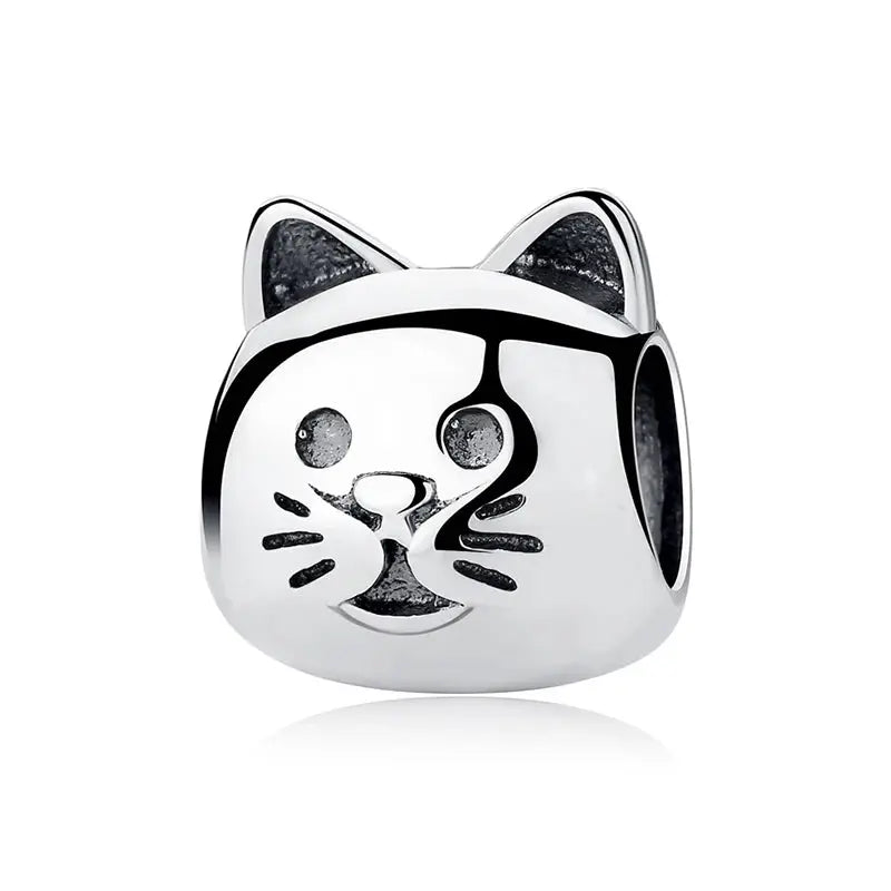 925 Sterling Silver Paw Print Charm Beads for Dogs and Cats Jewelry Pendant Fit for Bracelets Necklaces DIY Projects