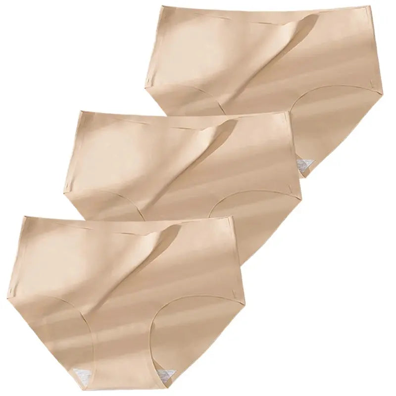 3-pack nude ice-silk seamless panties for plus-size women by Simples Market