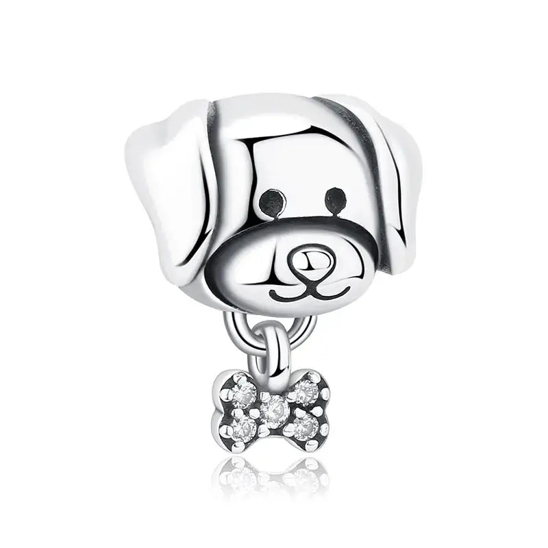 925 Sterling Silver Paw Print Charm Beads for Dogs and Cats Jewelry Pendant Fit for Bracelets Necklaces DIY Projects