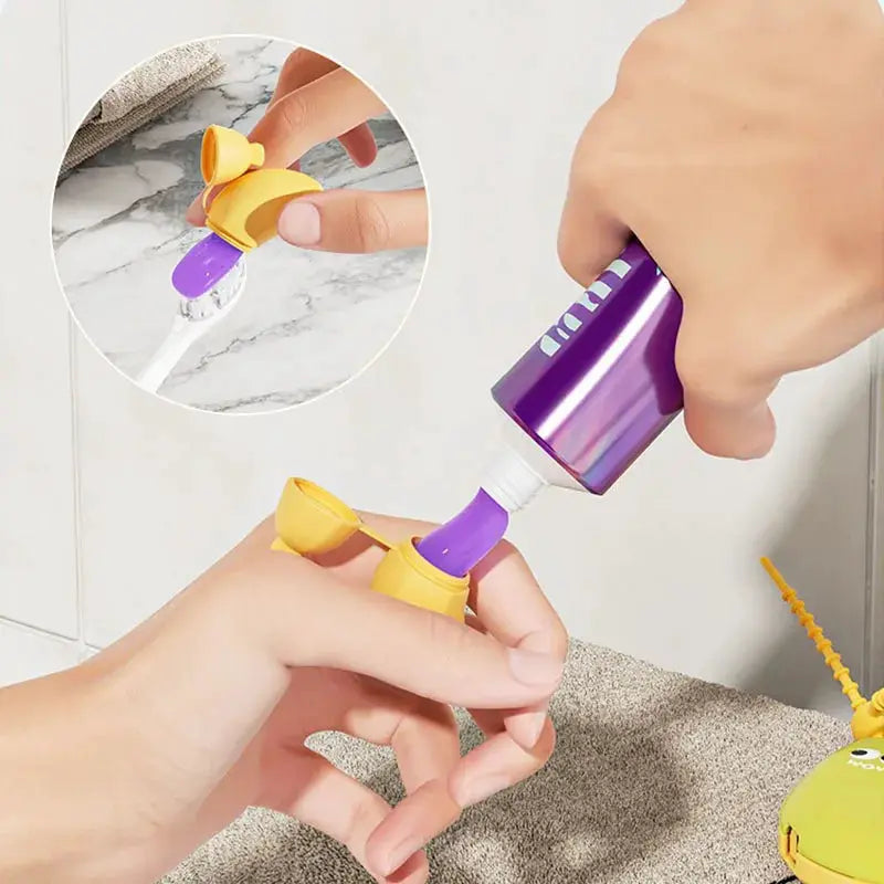 Simples Market Banana Toothbrush Protective Cap with Toothpaste Storage Box, yellow banana-cap with purple toothpaste tube