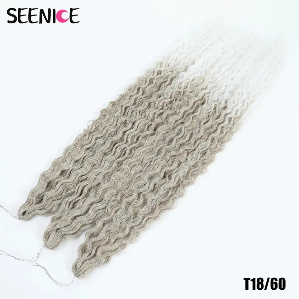 Ariel Curl Deep Twist crochet hair extensions in ash blonde ombre, 22in, SEENICE brand bundles