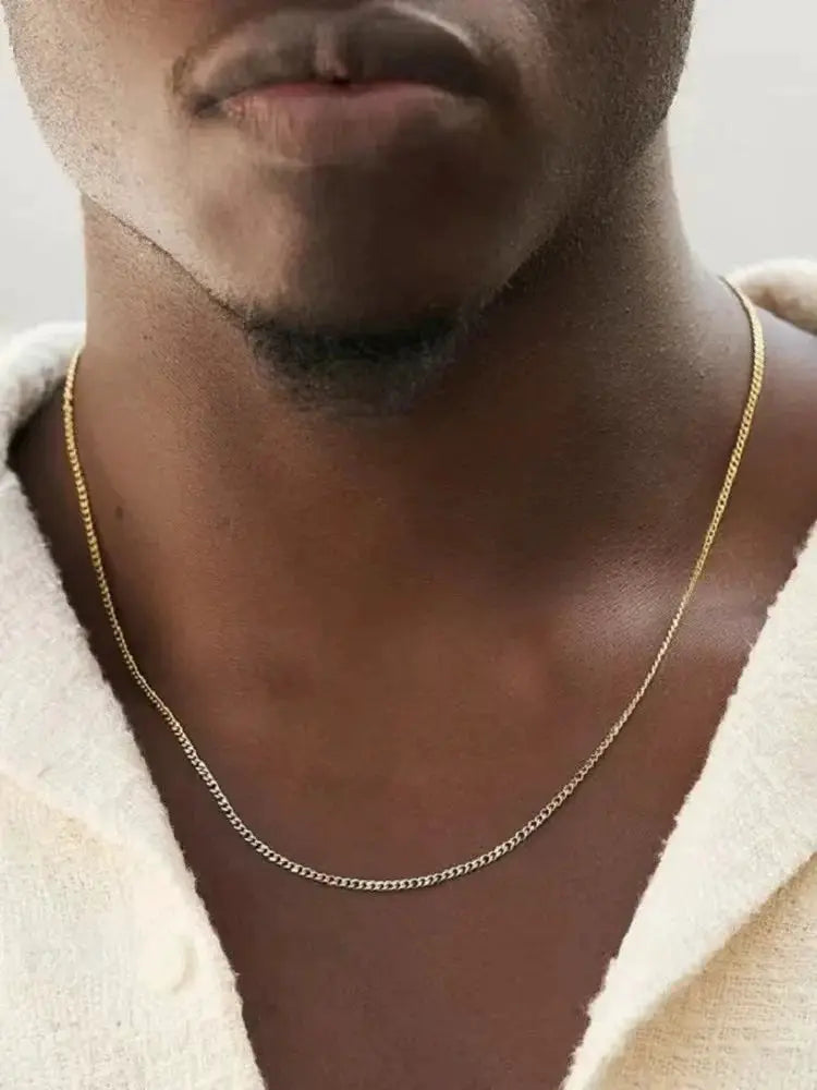 3mm Mens Cuban Link Chain Necklace Stainless Steel Jewelry Fashion for Men Trendy Gift Idea