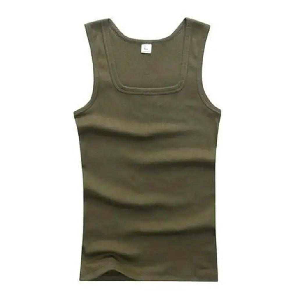 Tank top for men olive green pure cotton sleeveless