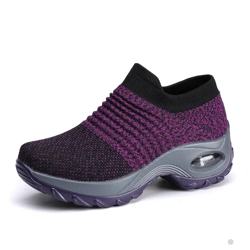 StrideEase Womens Walking Trainers Fly Weave Sock Sneakers Breathable Air Mesh Uppers Slip On Comfort