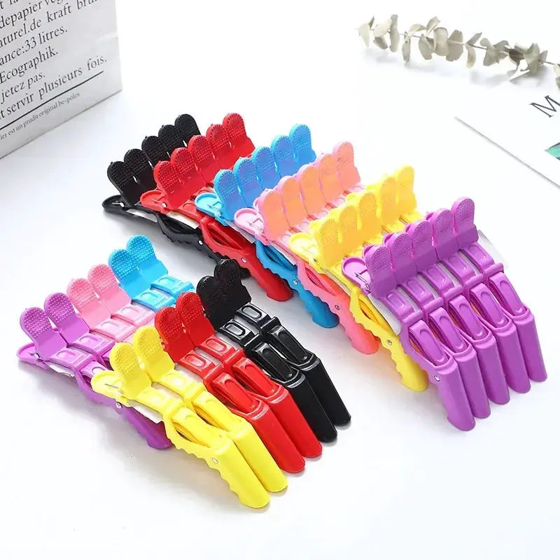 SalonPro 5 Pack Alligator Hair Clips Set With Double Hinged Clamps And Two Springs For Secure All Day Salon Styling
