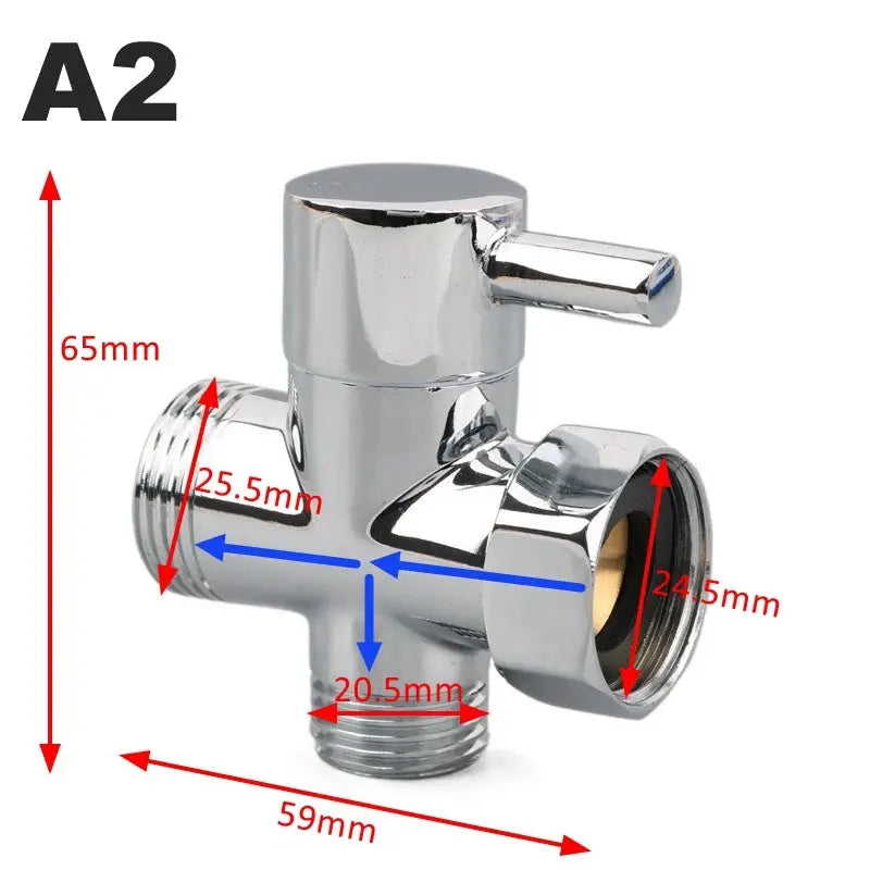 Simples Market 3-Way brass shower diverter valve, chrome finish with G1/2 and G3/4 fittings