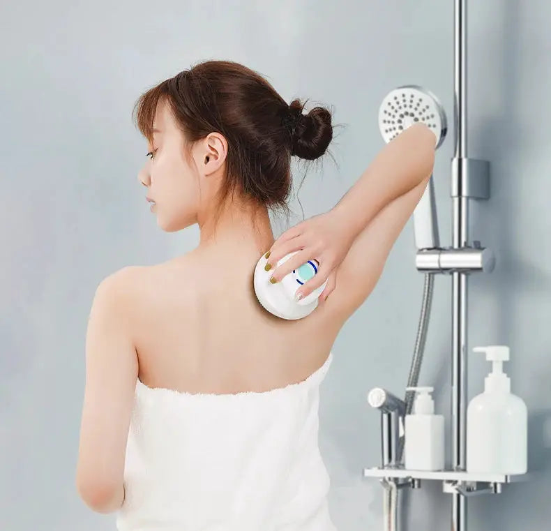 Simples Market 5-in-1 electric shower cleaning brush set; white silicone back massager