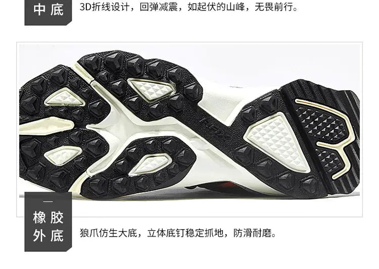 Rax men’s waterproof hiking shoes outsole with black lug tread and white midsole accents, Simples Market