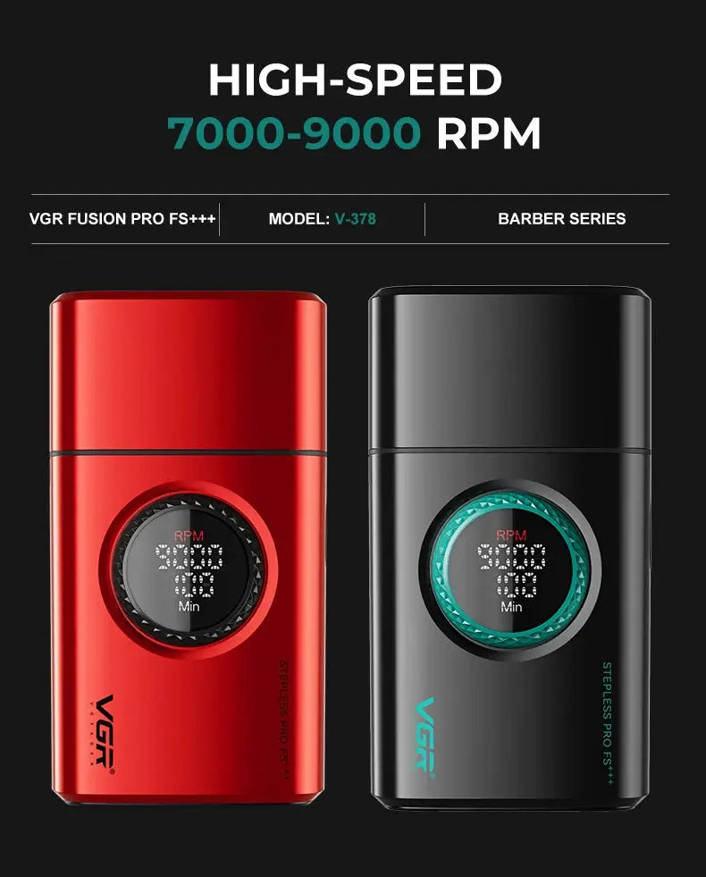 VGR shaver V-378 for men with LED RPM display; red and black alloy models