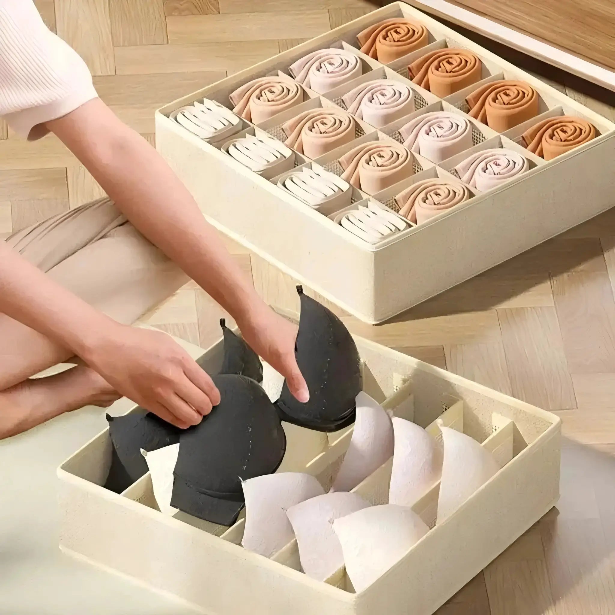 Underwear Organizer Drawer Boxes For Closet Cabinet Foldable Breathable Nonwoven Fabric Storage For Bras Socks