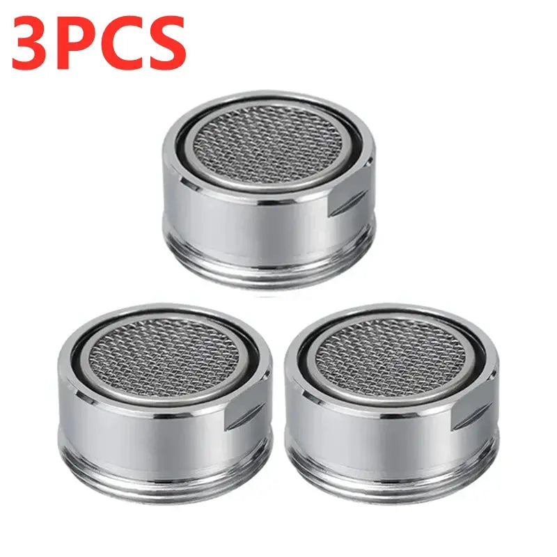 Brass faucet aerator set with chrome finish, replaceable mesh filter, 24mm thread, 3 pcs