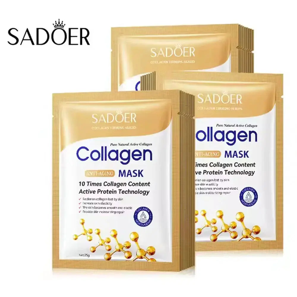 SADOER Collagen Face Mask Sheet Mask For Firming Moisturizing Repair And Brightening Skincare 5 10 20 30 Count