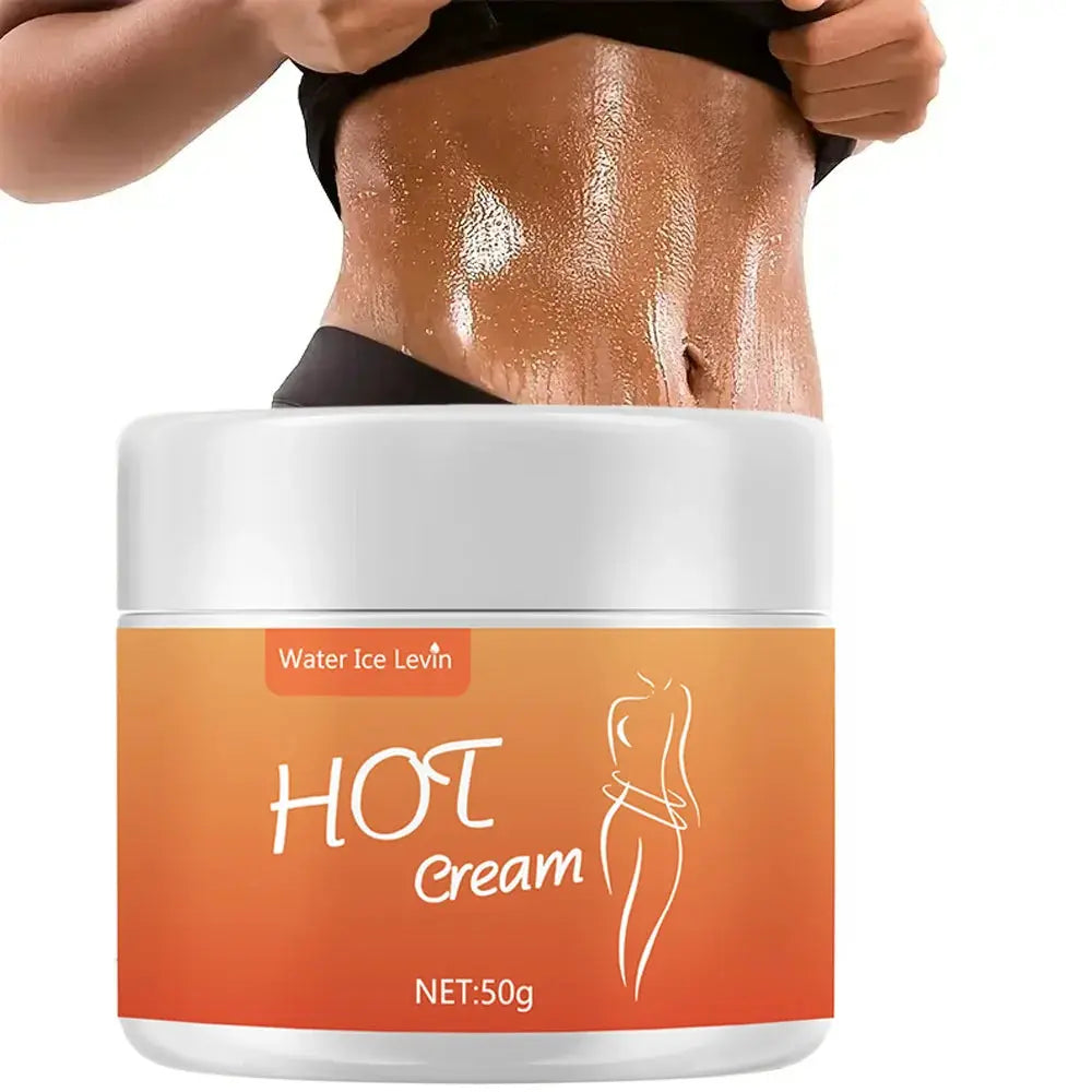 Hot cream jar with orange label (Water Ice Levin), 50g net for heat massage on body and fitness applications