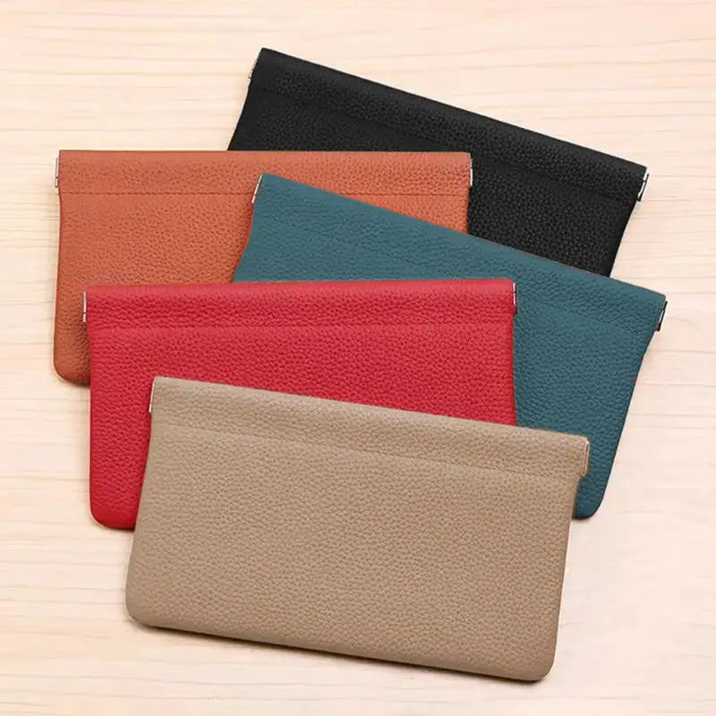 Self-closing artificial leather long wallet 7-wallet set by Simples Market in assorted colors