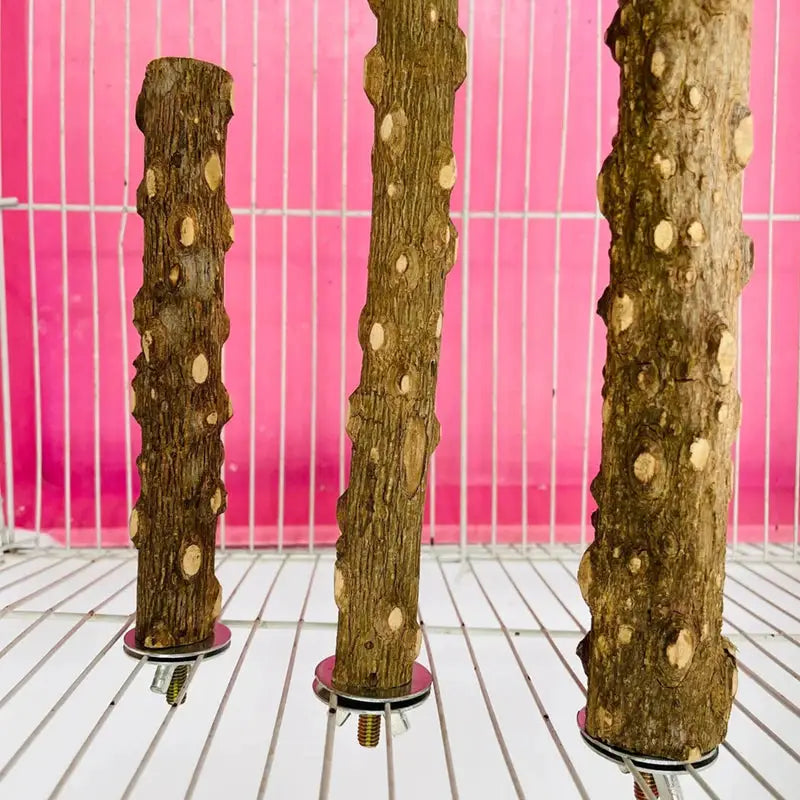 Bird claw beak grinding bar standing sticks in brown bark wood for parrot cages, 3-pack, Simples Market
