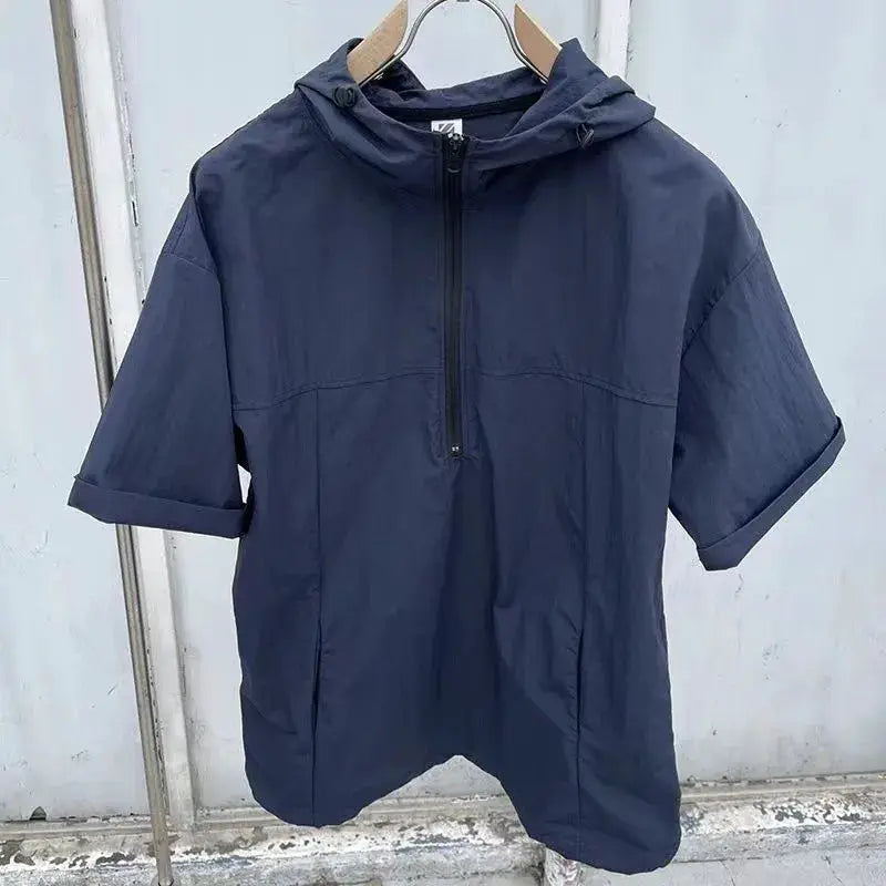 Summer Cargo Style Set Men's Casual Hooded Solid Short Sleeve T-shirt Shorts Loose Fashion High Quality Handsome Sweatshirt Suit