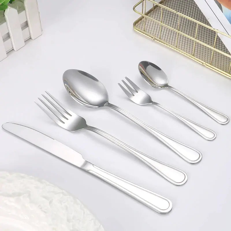 Stainless Steel Cutlery Set 6 Or 30 Pieces Steak Knife Fork Dessert Spoon High End For Restaurants And Hotels
