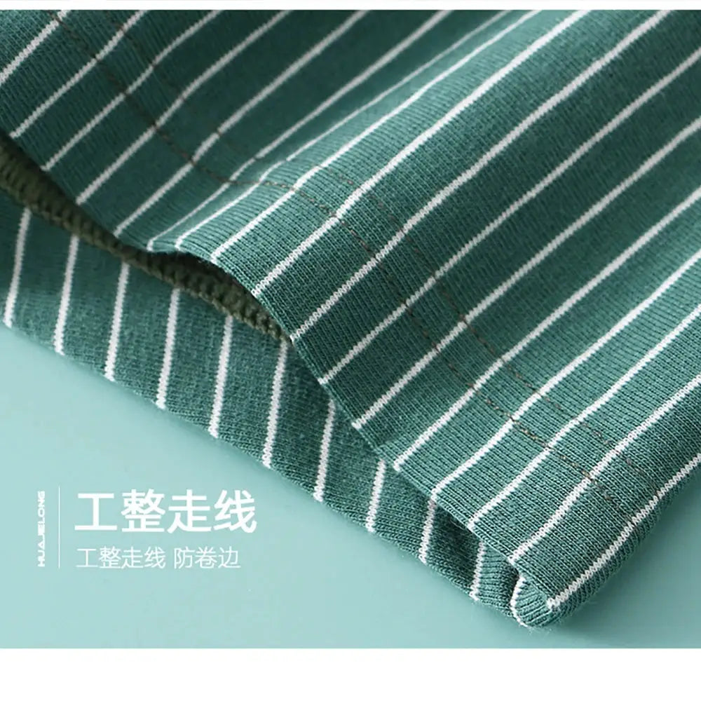 Simples Market 3-pack cotton striped panties in teal with white stripes, mid-rise breathable boyshorts