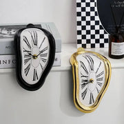 Two melted wall clocks with black and gold frames, Salvador Dalí style, decorative home or office desk decor