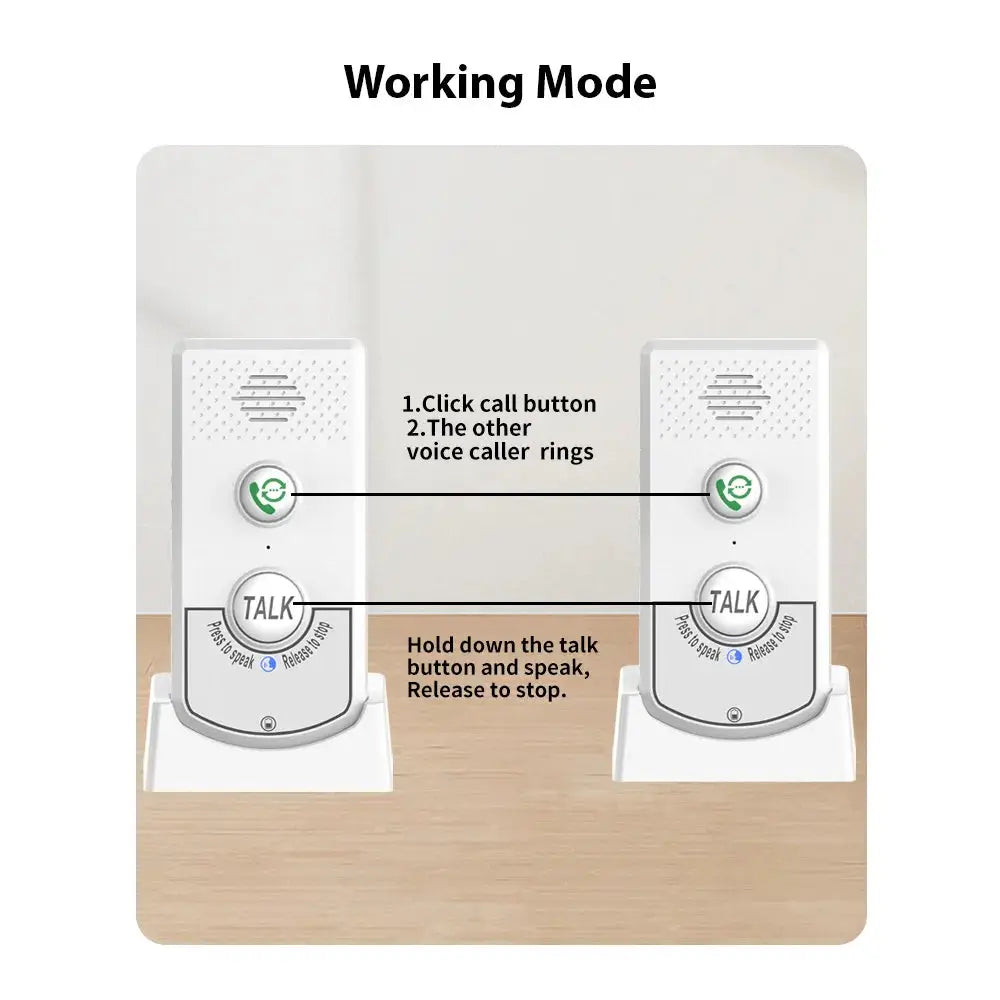 2-pack H8-2T wireless home intercoms by Simples Market, white desktop units