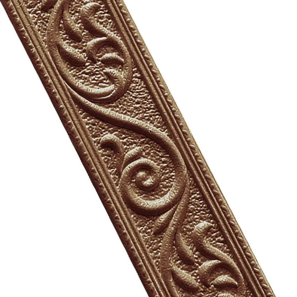 3D wall trim border strip, brown ornate scroll pattern, self-adhesive waterproof baseboard wallpaper
