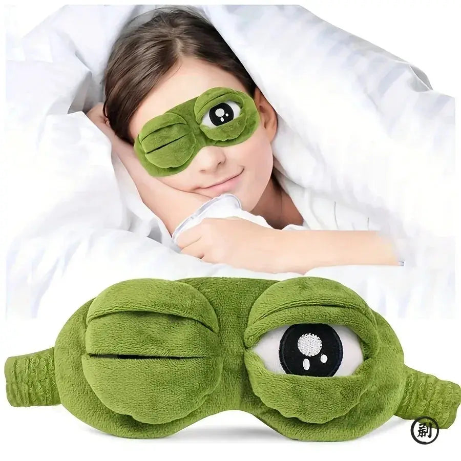 3D Frog Sleep Mask Cartoon Unisex Eyeshade Soft Portable Blindfold for Travel and Office Naps Comfortable Light Blocking