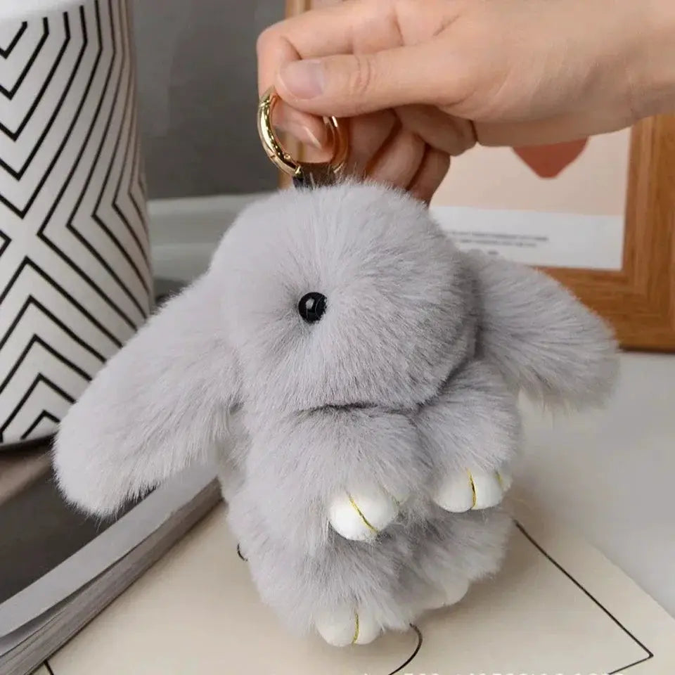 15cm Fluffy Rabbit Fur Pom Pom Keychain Bunny Toy Bag Decoration Soft Cute Gift for Girls