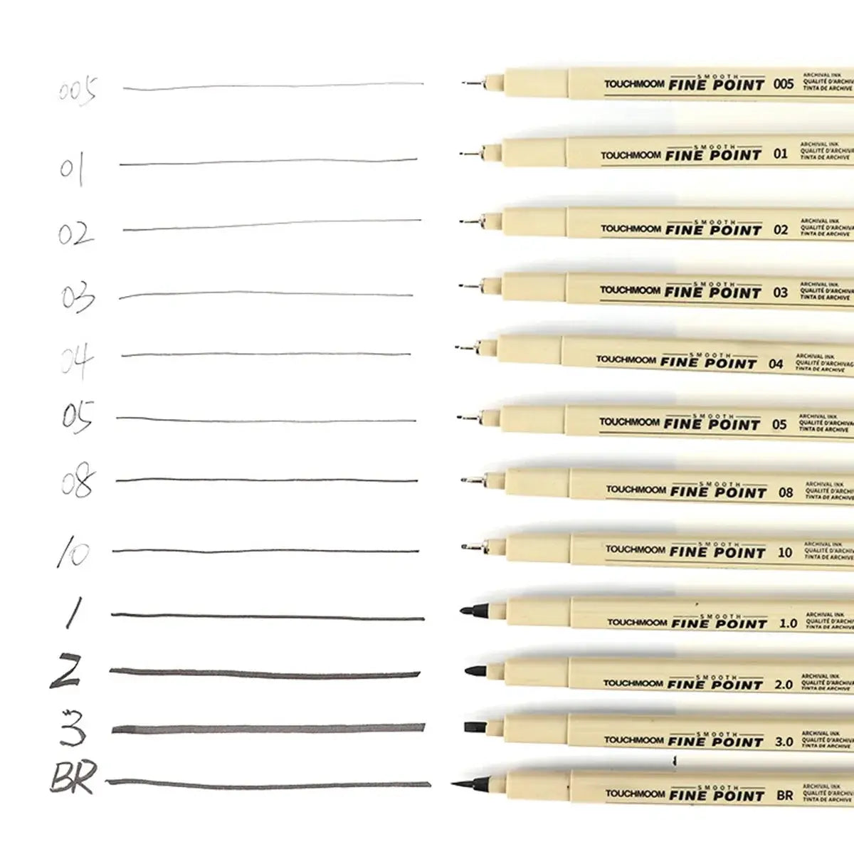 Hook-needle fineliner sketch pen set, 12 beige pens by Simples Market