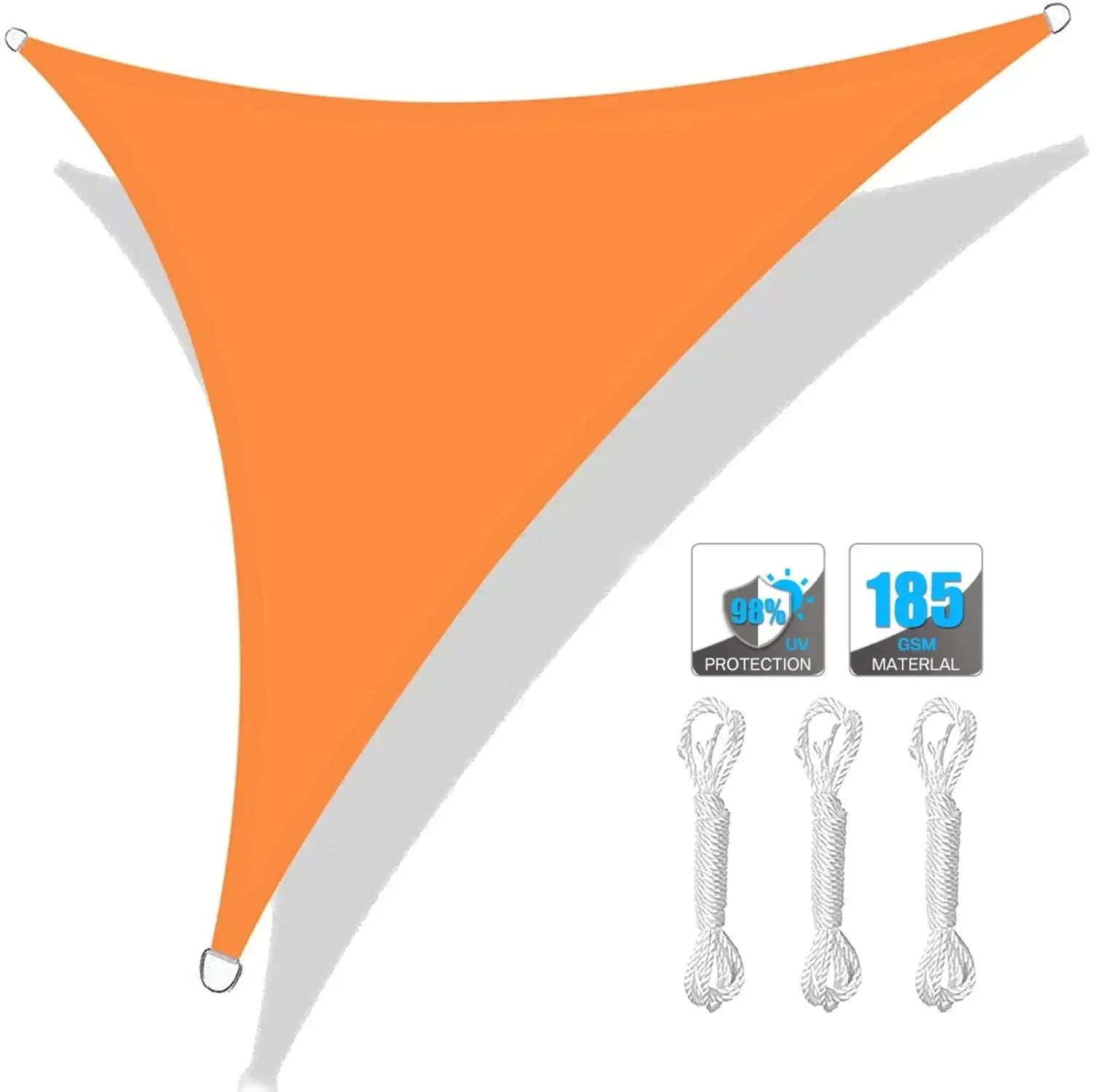Simples Market orange triangle sun shade sail canopy with three ropes for outdoor patio or garden.