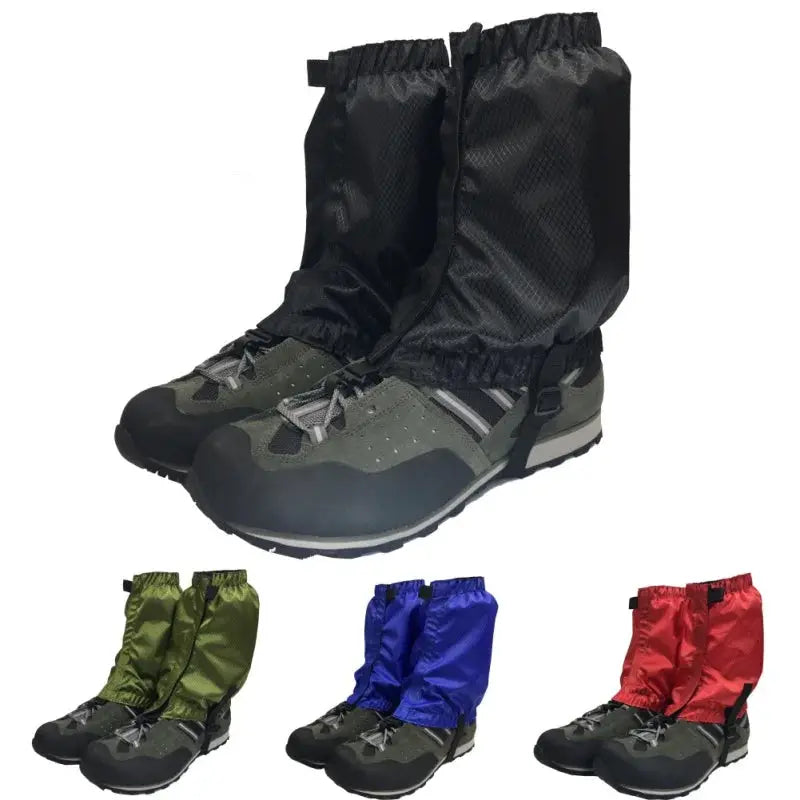 Simples Market 1pc legging gaiters waterproof protective leg covers for hiking and skiing; black with olive/blue/red variants